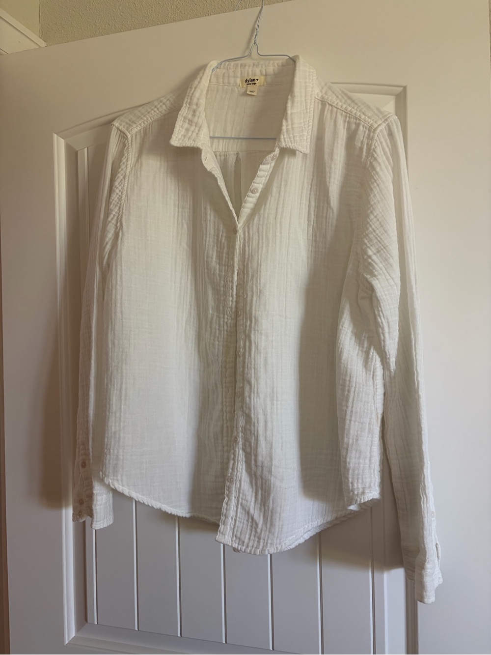 dylan White Textured Cotton Button-Down Shirt